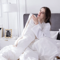 Ensemble de draps de lit blancs de luxe en gros, fournitures hôtelières, ensemble de literie en coton pur satiné uni