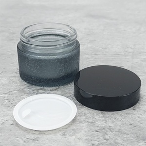 Luxury 1oz 2oz 30ml 50ml 100ml Custom Skin Care Cream Containers <b>Empty</b> Frosted Matte Black Glass Cosmetic <b>Jars</b> With Lids - Product Image 4