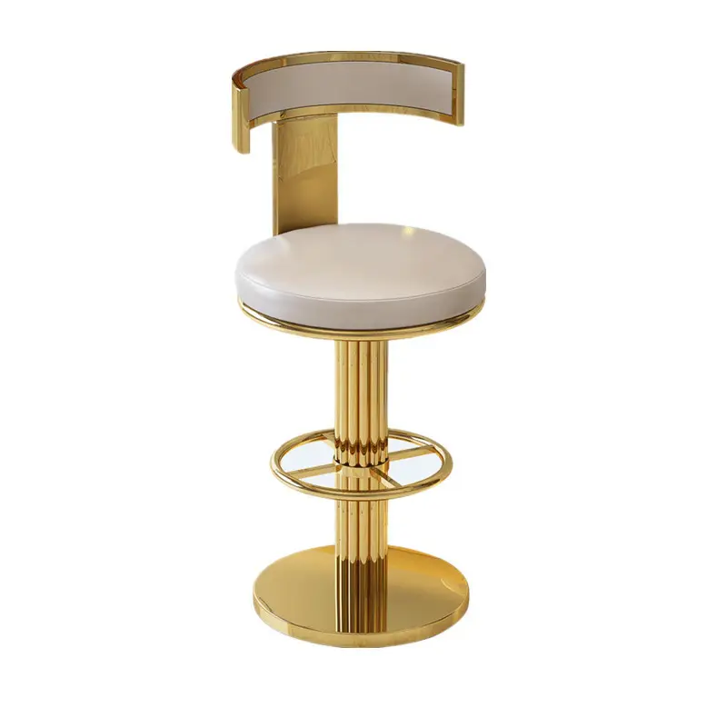 Tabouret de bar pivotant en acier inoxydable de luxe Chaise à hauteur réglable Îlot de cuisine Chaises de bar en laiton doré