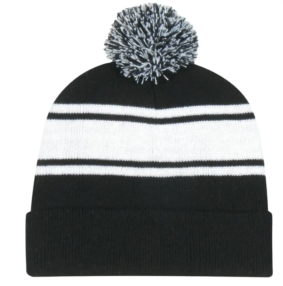 Cappello di lana acrilica con bordo leggero jacquard con lettera di fabbrica per maglieria prodotto con berretti della squadra di calcio con logo ricamato personalizzato