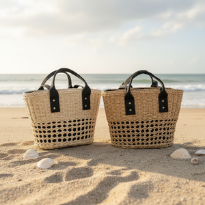 Bolso <span class=keywords><strong>de</strong></span> playa <span class=keywords><strong>de</strong></span> paja tejido a mano <span class=keywords><strong>de</strong></span> la UE, ecológico, cesta <span class=keywords><strong>de</strong></span> verano con asa <span class=keywords><strong>de</strong></span> lona negra, bolso artesanal para compras y vacaciones - Product Image 1