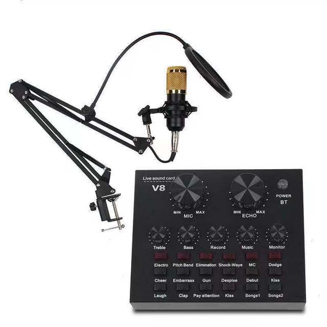 Hand Tool,BM800 Capacitive Microphone Computer Live Singing Internet Celebrity Anchor V8 English Version Sound Card Set