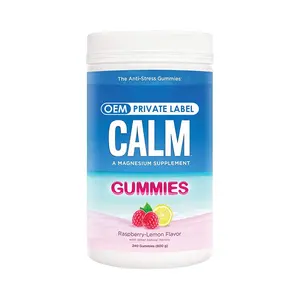 Suplemen Magnesium sitrat menghilangkan stres bebas Gluten Vegetarian tenang Gummies mendukung respons sehat relaksasi dan Calms
