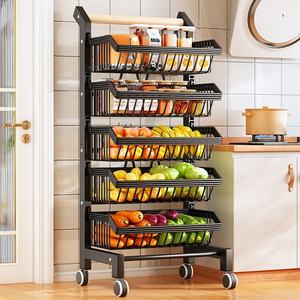 Multifunctional Metal Storage Rack for Kitchen Pot Storage 5-Layer Mobile <strong>Trolley</strong> with Sustainable Design - Product Image 2