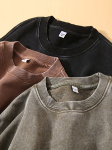 H5586 New Arrivals Wholesale Custom 350 Gsm Cotton Blends Sweatshirts Acid Wash Sweatshirts for Men for WOMEN - Product Image 4