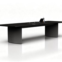 Mesa de Conferencia Grande Gris Estrellado, Negro y Dorado, 3200 mm, Superficie de PMMA Moldeada al Vacío, Mesa de Reuniones para Sala de Juntas