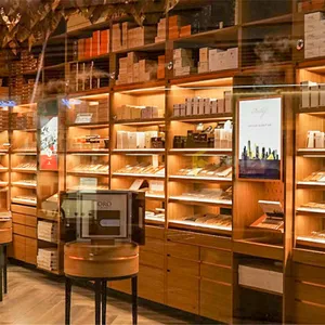 Display Shelves Customized Cigar Store Interior Design Decoration Furniture Retail Cigar Display Rack Shelves Humidor Counter Cabinet