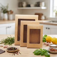 Boîte cadeau en papier kraft brun en gros avec fenêtre transparente, pliable, emballage artisanal recyclé