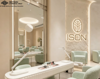 Conception moderne de poste de travail pour salon de manucure |   Ensemble table et miroir de manucure personnalisé |   Solution tout-en-un pour le mobilier et la décoration de salon de manucure