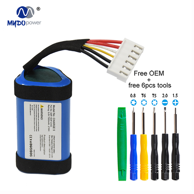 For JBL Charge 5 for Bluetooth Speaker Battery Replacement 7500mah 3.6V for GSP-1S3P-CH40 Audio in Stock