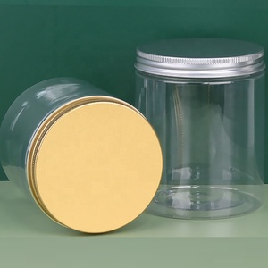 500ml wholesale hair cream jar containers wide mouthed mason 500 ml plastic jars with aluminum silver screw lid gold cap spoons