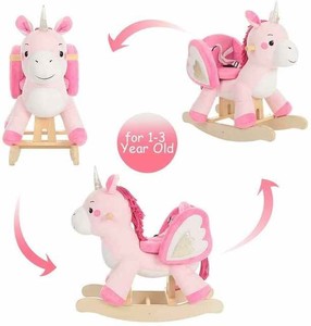 Style européen enfants rose poupée <span class=keywords><strong>animal</strong></span> en peluche cheval jouet cheval à <span class=keywords><strong>bascule</strong></span> chaise pour bébé - Product Image 3
