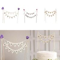 Nouveau gâteau drapeau Topper cuisson décoration outils bois Gadgets papier bonne fête anniversaire décor avec lettre motif