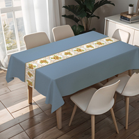 Nappe de table rectangulaire imprimée en PVC motif bleu foncé RNPT pour fêtes et événements