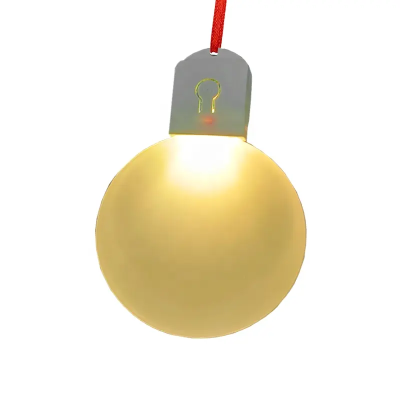 Özel Logo ampul şekli noel ağacı dekorasyon kolye süblimasyon akrilik noel asılı LED ışık süs