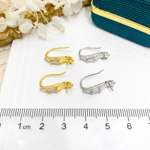 Ensemble de bijoux en argent DIY avec accessoires en perles S925, plateau vide pour boucles d'oreilles de 12 mm, crochet d'oreille tendance, perles rondes de 8 à 11 mm plaquées 21697 - Product Image 2