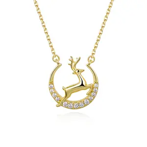 trending necklace 2022 gold plated geometric deer antler necklace