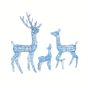 Decoración Navideña de Familia de Renos de Acrílico, 300 Luces LED Blancas Frías, IP20, Regulable, para Uso en Interiores y Exteriores - Product Image 1