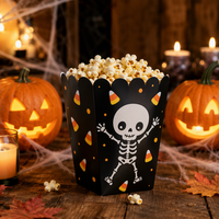 Boîte à Popcorn Personnalisée Halloween, Gobelet en Papier pour Snacks avec Motif Squelette Adorable, Vente en Gros, Emballage pour Soirée Cinéma, Fourniture en Vrac