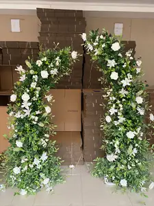2024結婚式の背景フレーム付き造花白い結婚式のアーチの花