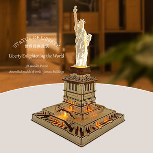 <span class=keywords><strong>Statue</strong></span> de la Liberté, modèle d'architecture célèbre dans le monde entier, conçue par le fabricant OEM, jouet éducatif lumineux à LED, <span class=keywords><strong>puzzle</strong></span> en bois <span class=keywords><strong>3D</strong></span> écologique - Product Image 2