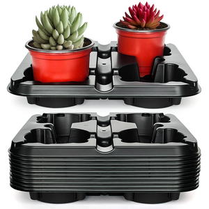 Plateau de pot de pépinière rond à 4 cellules pour pots de 5 pouces, plateau de <span class=keywords><strong>navette</strong></span> de pot de semis épais et robuste - Product Image 1
