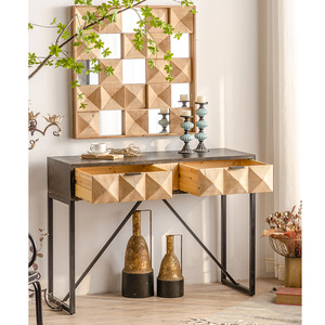 Bàn Cạnh Lối Vào Hành Lang Bằng Gỗ Hiện Đại Đế Nội Thất Phòng Khách Bàn Điều Khiển Thiết Kế Sáng Tạo Có Ngăn Kéo Bằng Sắt Rèn - Product Image 5