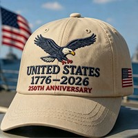 Topi Bisbol Tema Hari Kemerdekaan Amerika Katun Bordir Bernapas Tahan Panas Kasual 6-Panel