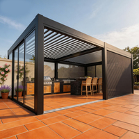 Gazebo en aluminium écologique, panneau solaire, éclairage LED à économie d'énergie, durable, vert, recyclable, matériau à faible empreinte carbone