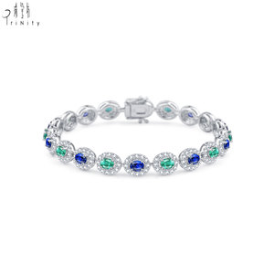 New Collection Multi-Gemstone Jewelry 18K <b>Solid</b> <b>Gold</b> Natural Sapphire & Emerald With 240Pcs Natural Diamond Bracelet For Women - Product Image 1
