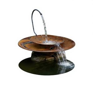 Fuente de Agua de Jardín Moderna y Elegante de Acero Corten Rojo Oxidado de 2 mm de Espesor, Resistente a la Intemperie, para Montar en el Suelo - Product Image 1