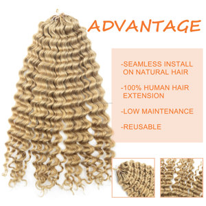 Nueva tendencia cabello ruso de onda profunda 12A doble cutícula dibujada plumas alineadas Extensiones de Cabello 100% extensión de cabello humano de ganchillo crudo - Product Image 2