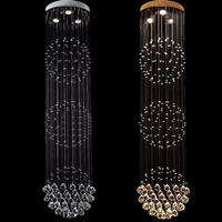 Lustre LED moderne à plafond haut, chromé, réglable en hauteur, avec cristaux de luxe, longue ligne, pour maison, villa, escalier