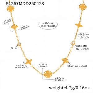 Collier empilable en zircon ajouré avec trèfle à quatre feuilles porte-bonheur pour femme avec placage en or 18 carats Colorfast - Product Image 5