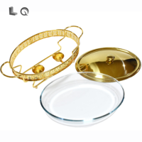 Chauffe-plats pour buffet en acier inoxydable 2L/3L Chauffe-plats électrique au gaz pour fêtes de mariage Équipement en verre pour hôtel