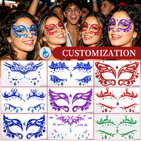Autocollants de tatouage temporaire pour le visage et le corps, personnalisés OEM ODM, sexy, avec gel pailleté, acrylique, strass, non toxiques, pour femmes