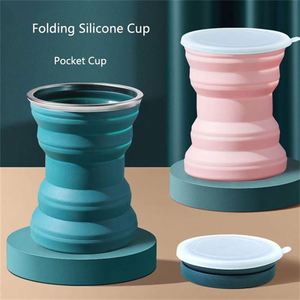 Tasses à café pliables en silicone résistantes à la chaleur pour le camping avec couvercle - Product Image 3