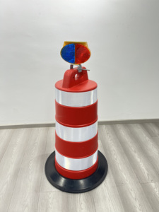 Tambor de tráfico de plástico resistente de 90cm, barril de PE antiaplastamiento para barandilla de carretera, barrera de seguridad mejorada para uso en carretera - Product Image 6