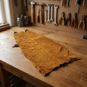 Leather Bib Apron <b>Fire</b> Resistant Workwear for Welding and Metalwork Protection - Product Image 5