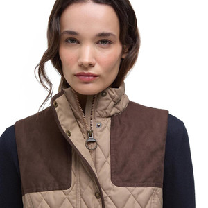 Basso MOQ di media lunghezza vestibilità regolare morbida Suedette da spalla grandi tasche ad angolo gilet leggero imbottito trapuntato da donna - Product Image 5