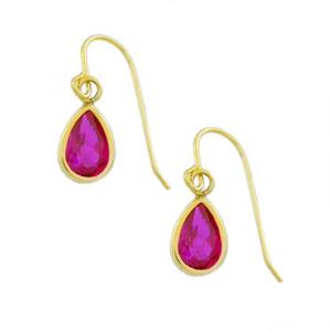 14Kt <b>Gold</b> Ruby <b>Gold</b> <b>Earring</b>, Ruby <b>Dangle</b> <b>Earrings</b>, Ruby Teardrop <b>Earrings</b>, Ruby Dainty <b>Earrings</b>, July Birthstone <b>Earrings</b> - Product Image 2