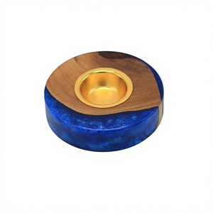 Celestial Emberline Luxury Handcrafted Epoxy Resin and Acacia Wood Bukhoor Burner Artistic Oud Holder for Elegant <b>Homes</b> - Product Image 1