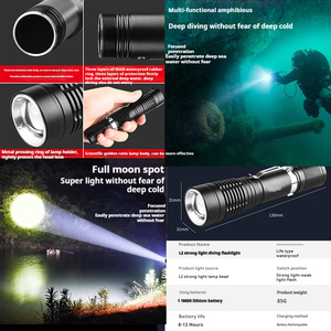 Siêu sáng P20 bấc mini xách tay đánh giá chuyên nghiệp lặn ánh sáng với tay dây lặn dẫn đèn pin - Product Image 5