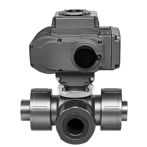 Vanne à boisseau sphérique motorisée électrique COVNA 3 voies à port en L, type ON/OFF, en PVC, double union, pour eau, DC24V/AC110-220V, garantie 12 mois - Product Image 3