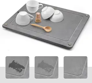 New Hard Diatomite Quick Drying Absorbent Non Slip Stone Dish Drying Mats For Kitchen Counter