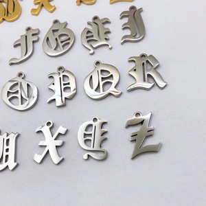 De acero inoxidable de viejo inglés font inicial letras del alfabeto encantos de COLLAR COLGANTE de joyería haciendo - Product Image 6