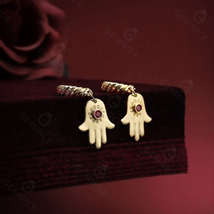 Gemnel 925 Sterling Silver 18K Vàng Mạ Chữ Ruby Trong Tay Kim Cương Chunky Hoop Bông Tai - Product Image 6