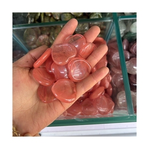 HY Cristaux Guérison Pierres De Palmier Formes De Coeur Pierres D'inquiétude <span class=keywords><strong>Bleak</strong></span> Rhodonite Pierre D'inquiétude Massage Du Pouce Coeurs De Cristal Pour Cadeau - Product Image 6