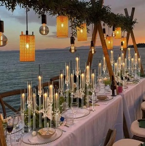 Candelabro Acrílico Moderno de 7 Brazos, Duradero y de Alta Calidad, 70x80cm, Decoración para Mesa de Bodas y Eventos, Centro de Mesa para Bodas - Product Image 1