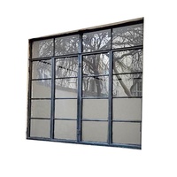 Fenêtres et portes en acier à grille noire de style industriel, fenêtres commerciales personnalisables à battant en métal vintage pour et résidentiel